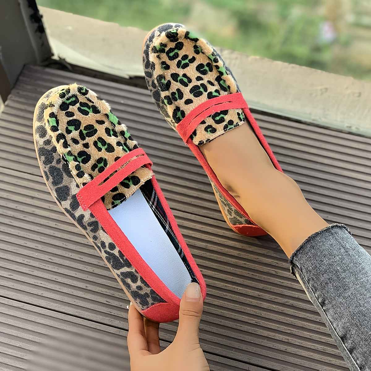 Aimee™ | Mocassin Léopard Rouge