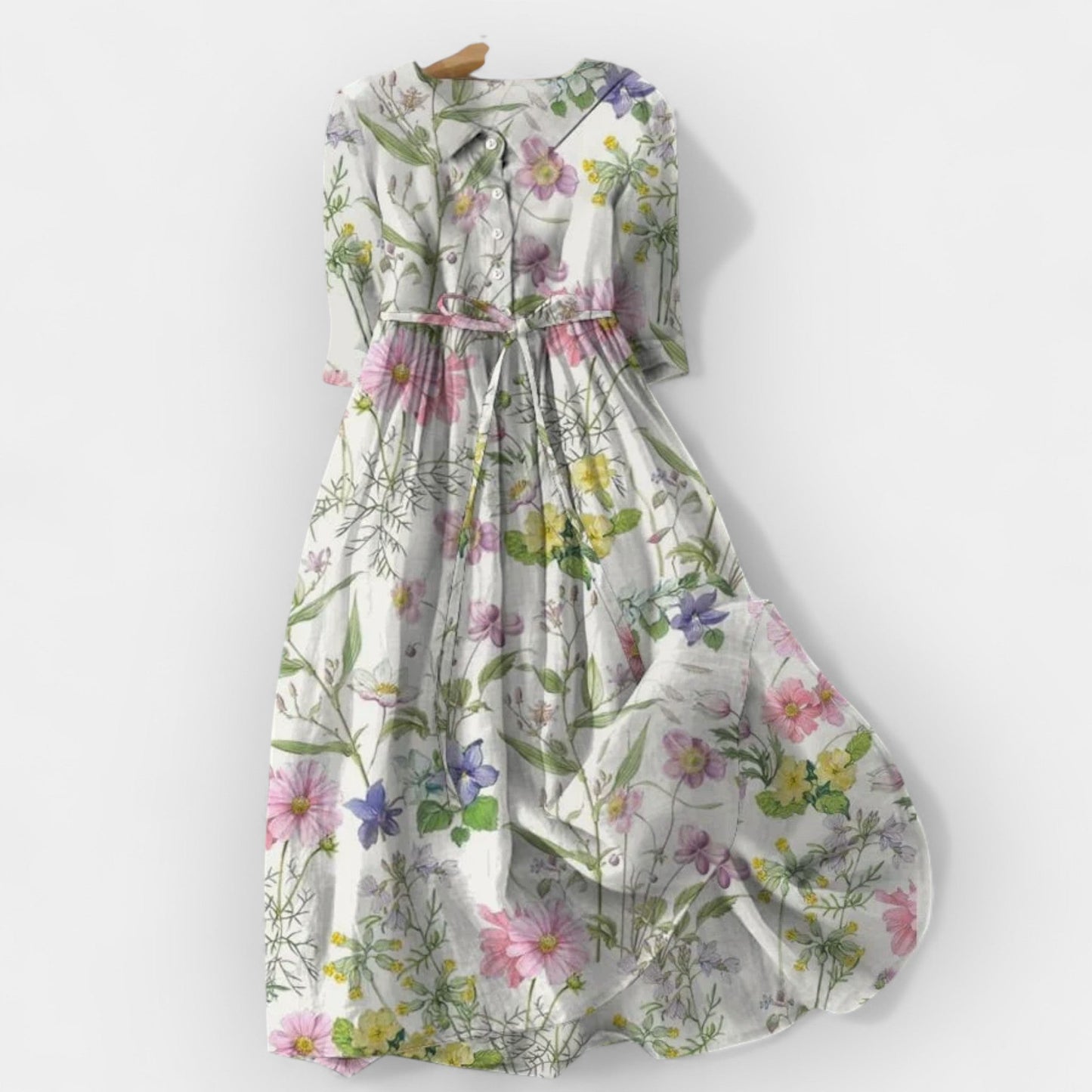 Summer Floral Dress with Waist Tie