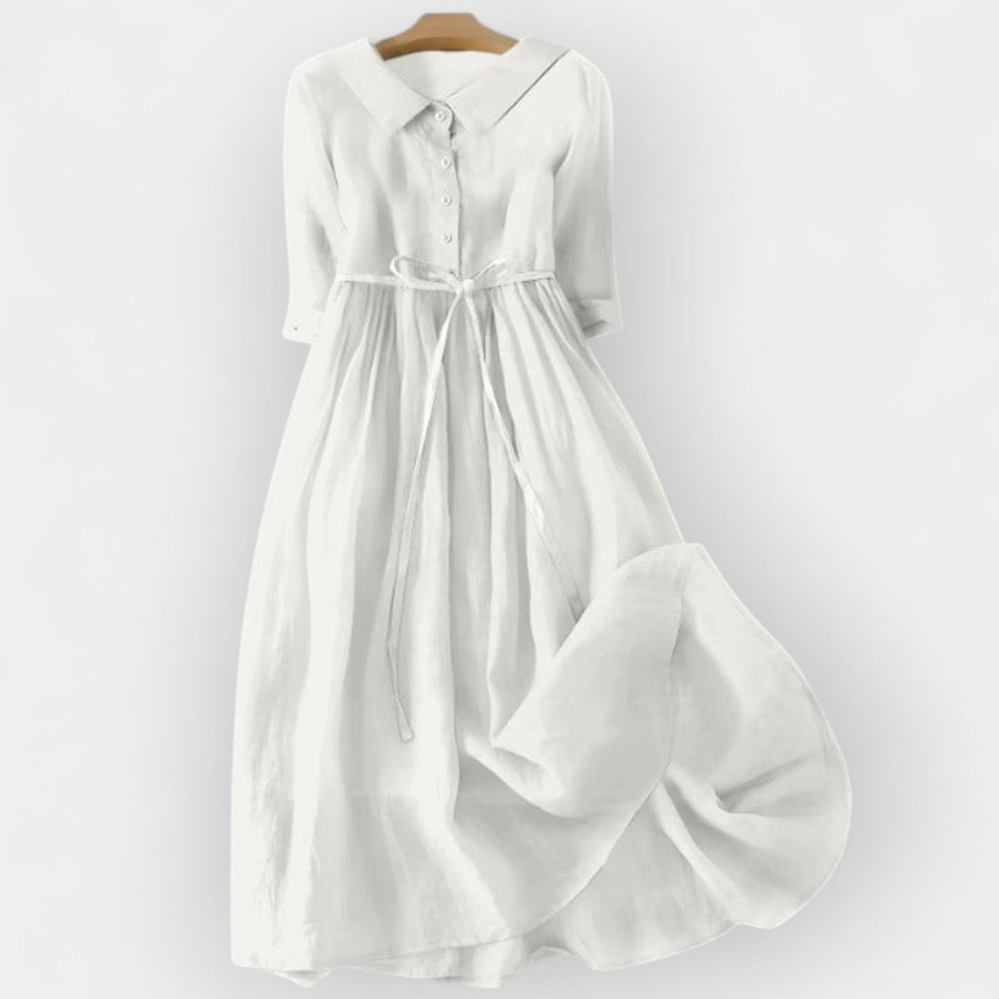 Elegant Short Dress with Waist Tie