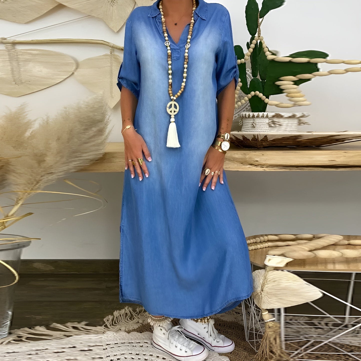 Sofia™ | Robe Longue Effet Jean