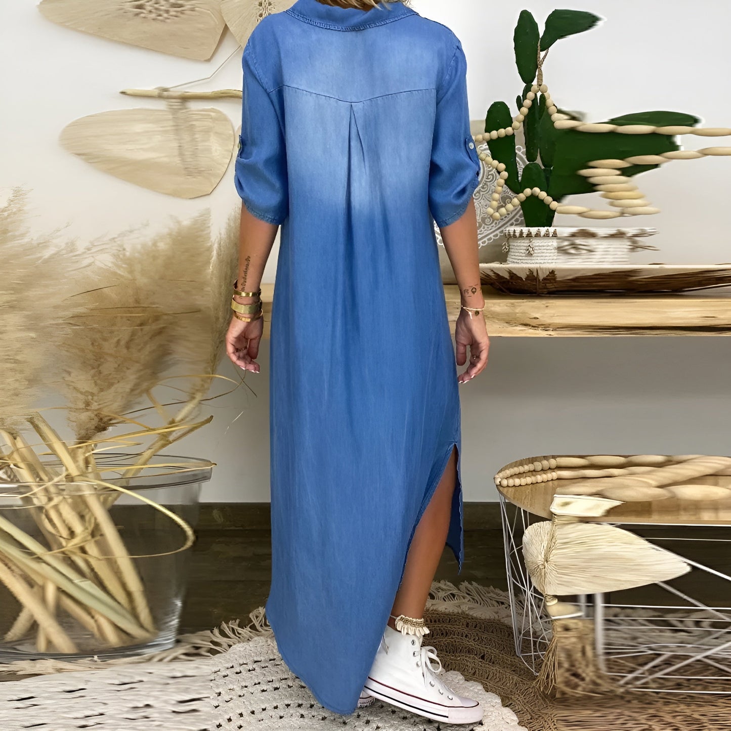 Sofia™ | Robe Longue Effet Jean