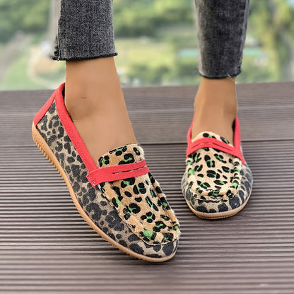 Aimee™ | Mocassin Léopard Rouge
