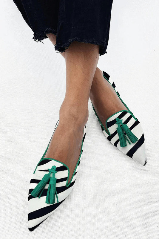 Riane™ | Mocassion Zèbre Vert