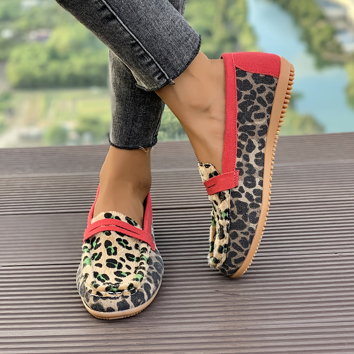 Aimee™ | Mocassin Léopard Rouge