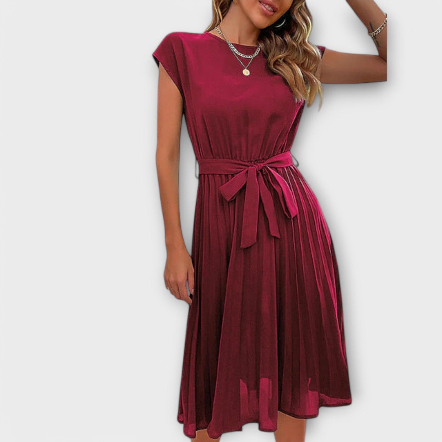 Pleated Casual Midi Dress