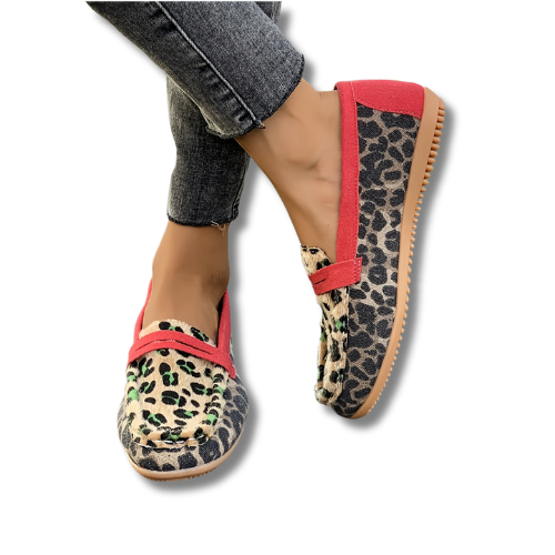 Aimee™ | Mocassin Léopard Rouge