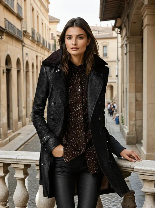 Isabelle™ | Manteau en Cuir Élégant