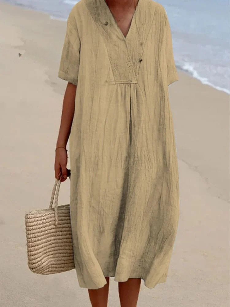 Mia | Sand Linen Dress