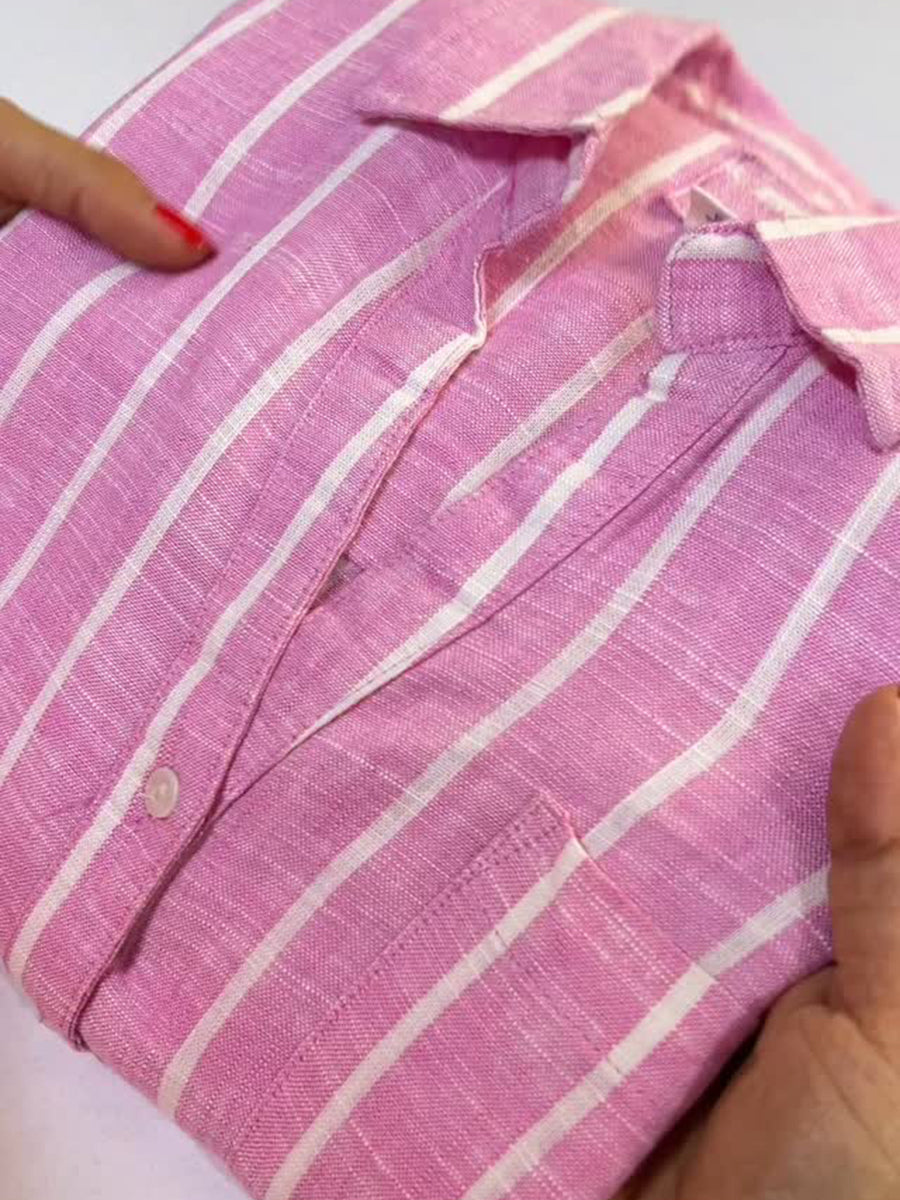Women's Soft Breathable Striped Linen Shirt