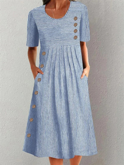 Cassiopée | Robe midi élégante à rayures