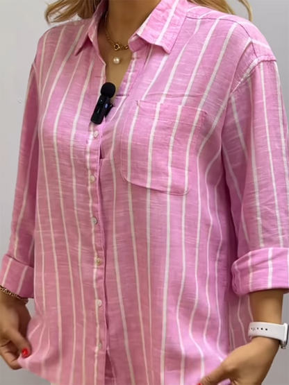 Women's Soft Breathable Striped Linen Shirt