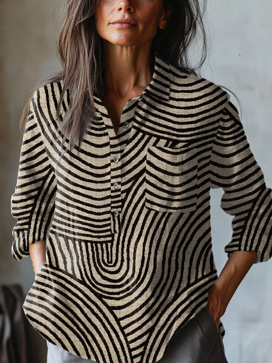 Audrey | Geometric Button Blouse